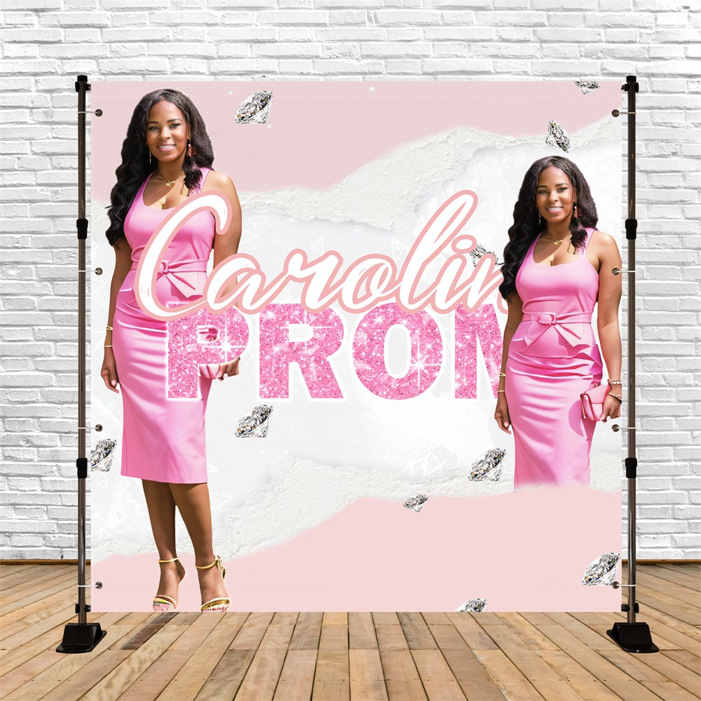 Prom Backdrops Pink Elegance Personalized Party Graduation Backdrop TWW5-47