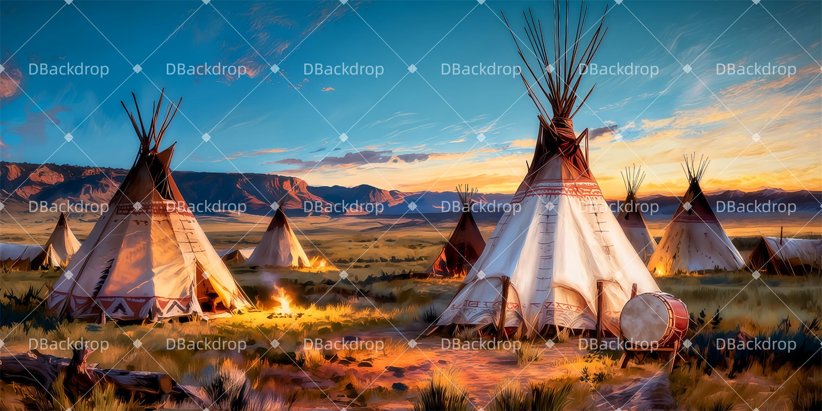 Stage Backdrop Indian Encampment Scenery Backdrops For Theater TWW511-T16