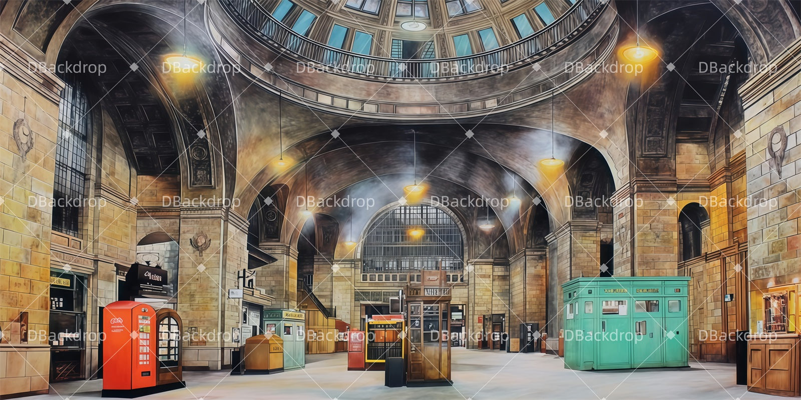 Theater Backdrop Train Station Scene Large Stage Backdrops TWW511-T1