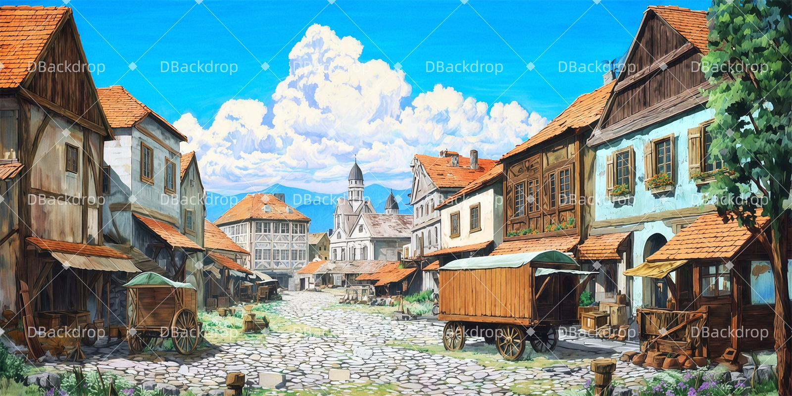 Stage Backdrops For Sale Village Street Movie Theater Backdrop TWW511-T65