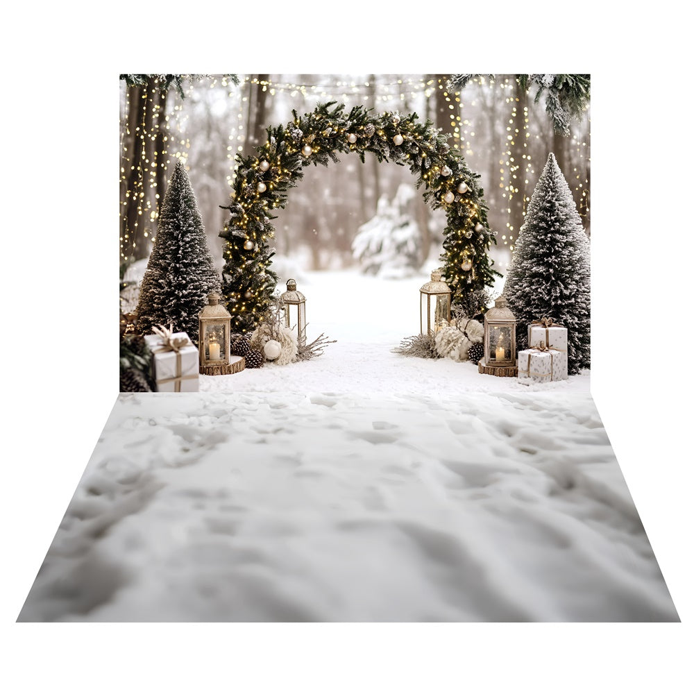 Christmas Forest Arch Backdrop+Snowy Path Floor Backdrop TWW57-49