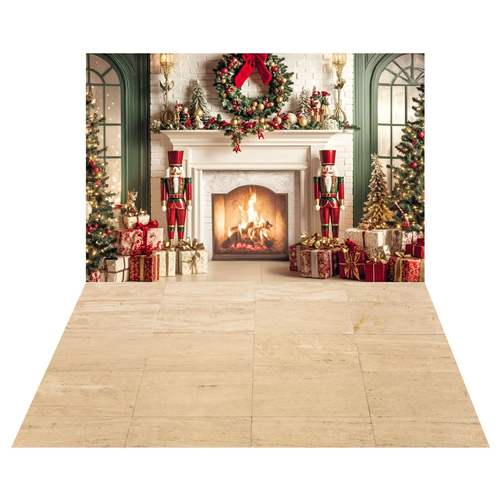 Christmas Hearth Room Backdrop+Warm Tile Floor Backdrop TWW57-50