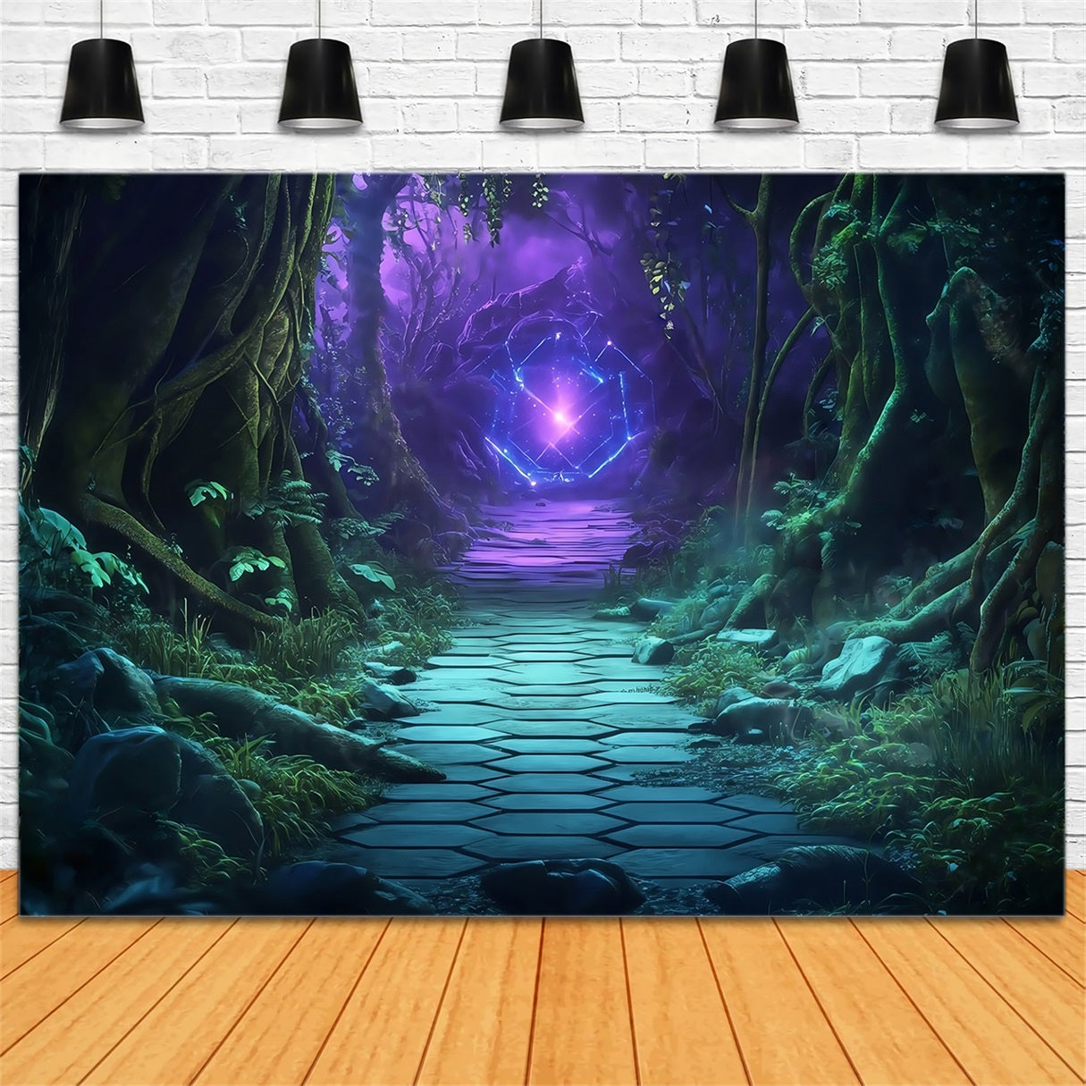 Halloween Mystical Forest Path with Glowing Portal Halloween Backdrop TWW58-50