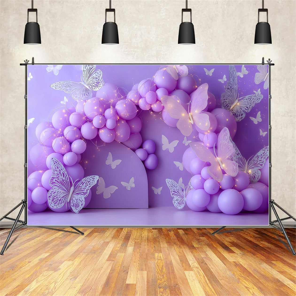 Cake Smash Backdrops Lavender Butterfly Balloon Dream Cake Photography Backdrops TWW59-224