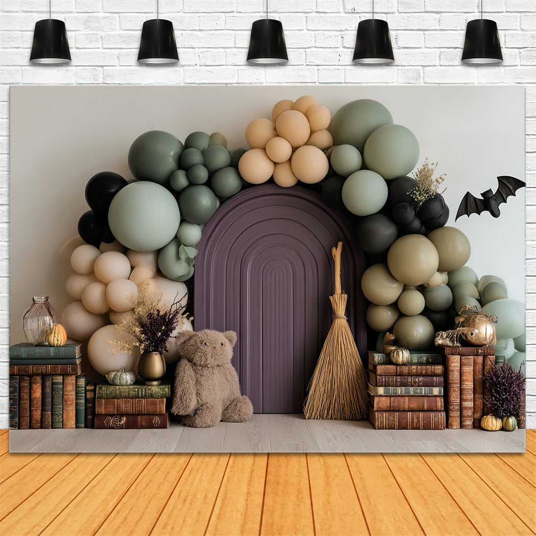 Cake Smash Backdrop Boy Witch Teddy Balloon Library Birthday Backdrop TWW59-226