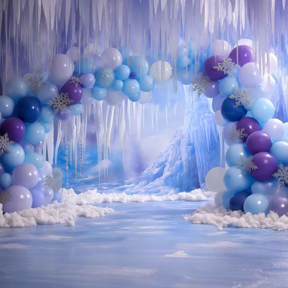 Cake Smash Backdrop Girl Frozen Ice Cave Fantasy Happy Birthday Backdrop TWW59-227