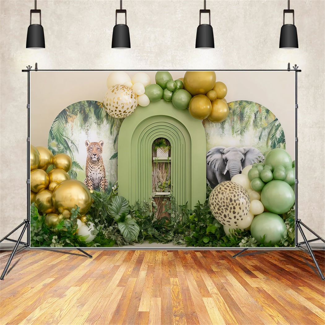 Cake Photography Backdrops Safari Jungle Balloon Adventure Cake Smash Backdrop TWW59-228