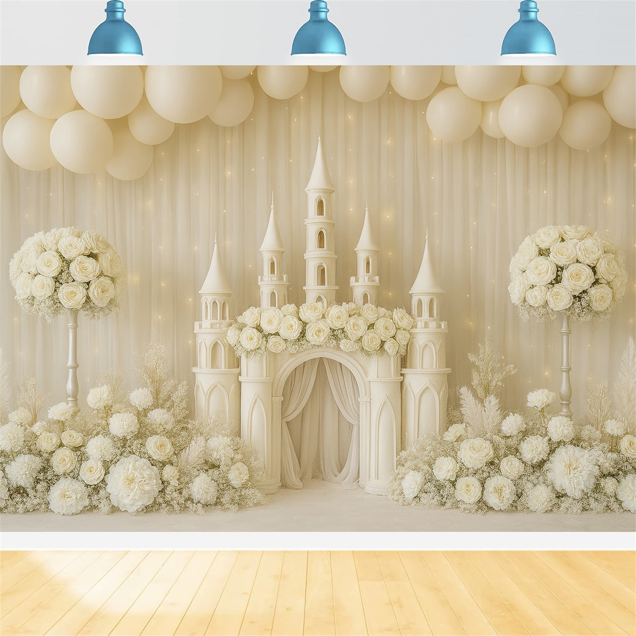 Cake Smash Photography Backdrop Ivory Castle Floral Dream Birthday Backdrops TWW59-229