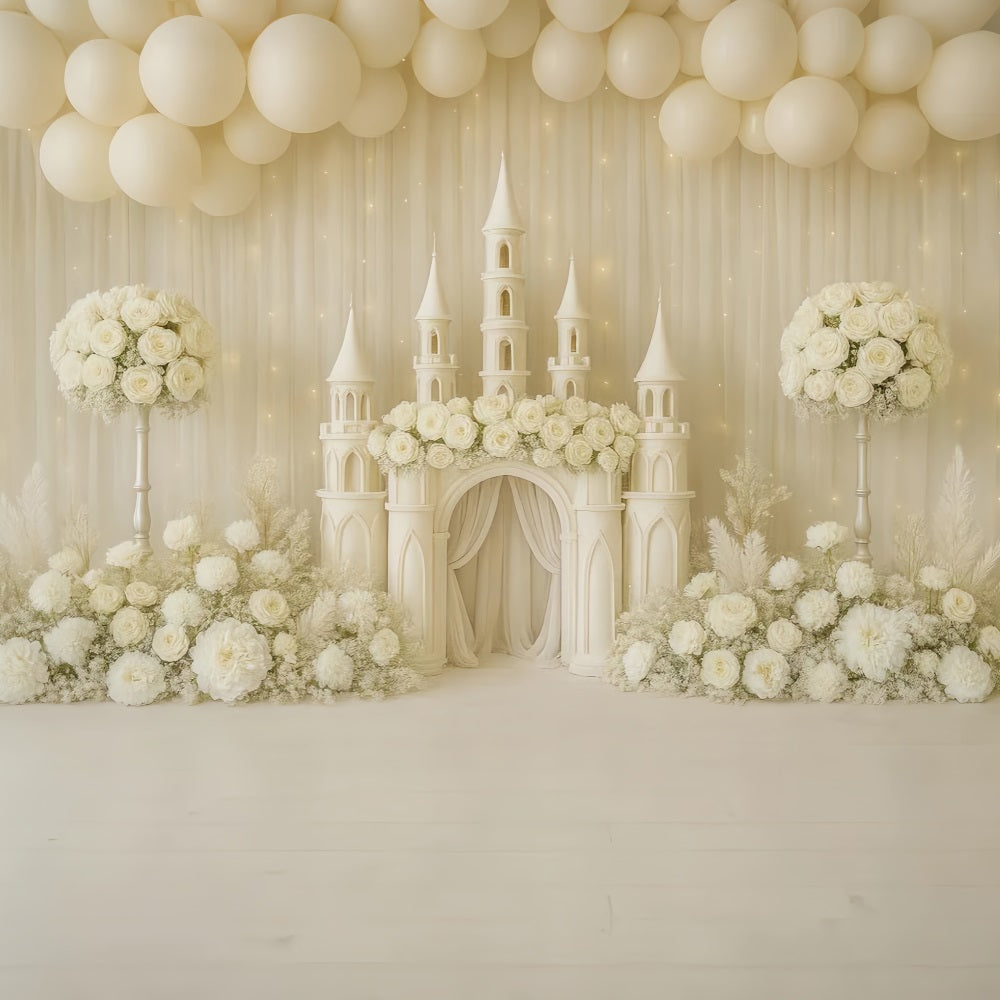 Cake Smash Photography Backdrop Ivory Castle Floral Dream Birthday Backdrops TWW59-229