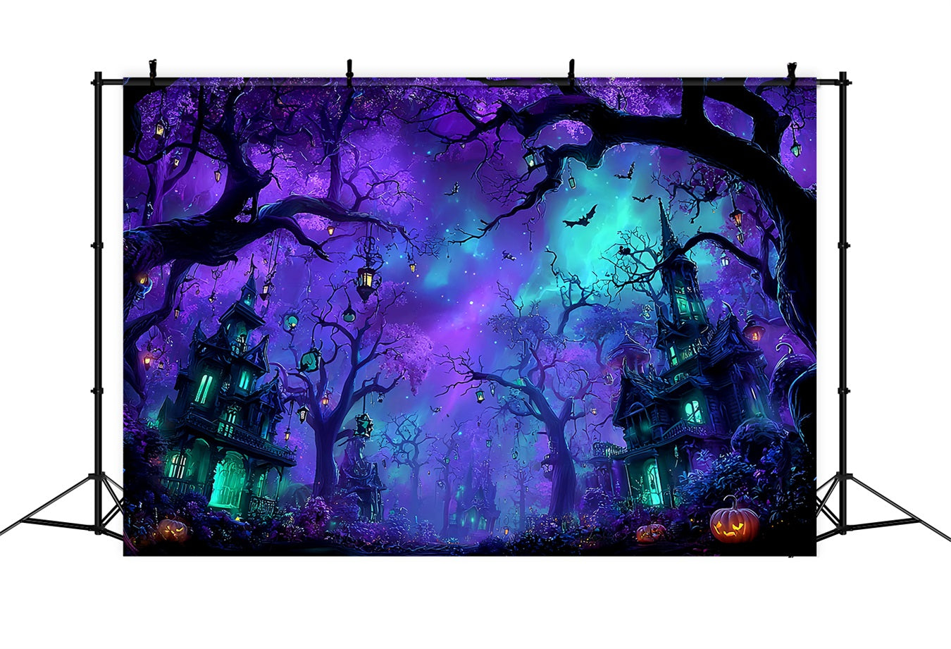 Halloween Color Backdrop Enchanted Purple Haunted Forest Halloween Backdrop Ideas TWW59-66