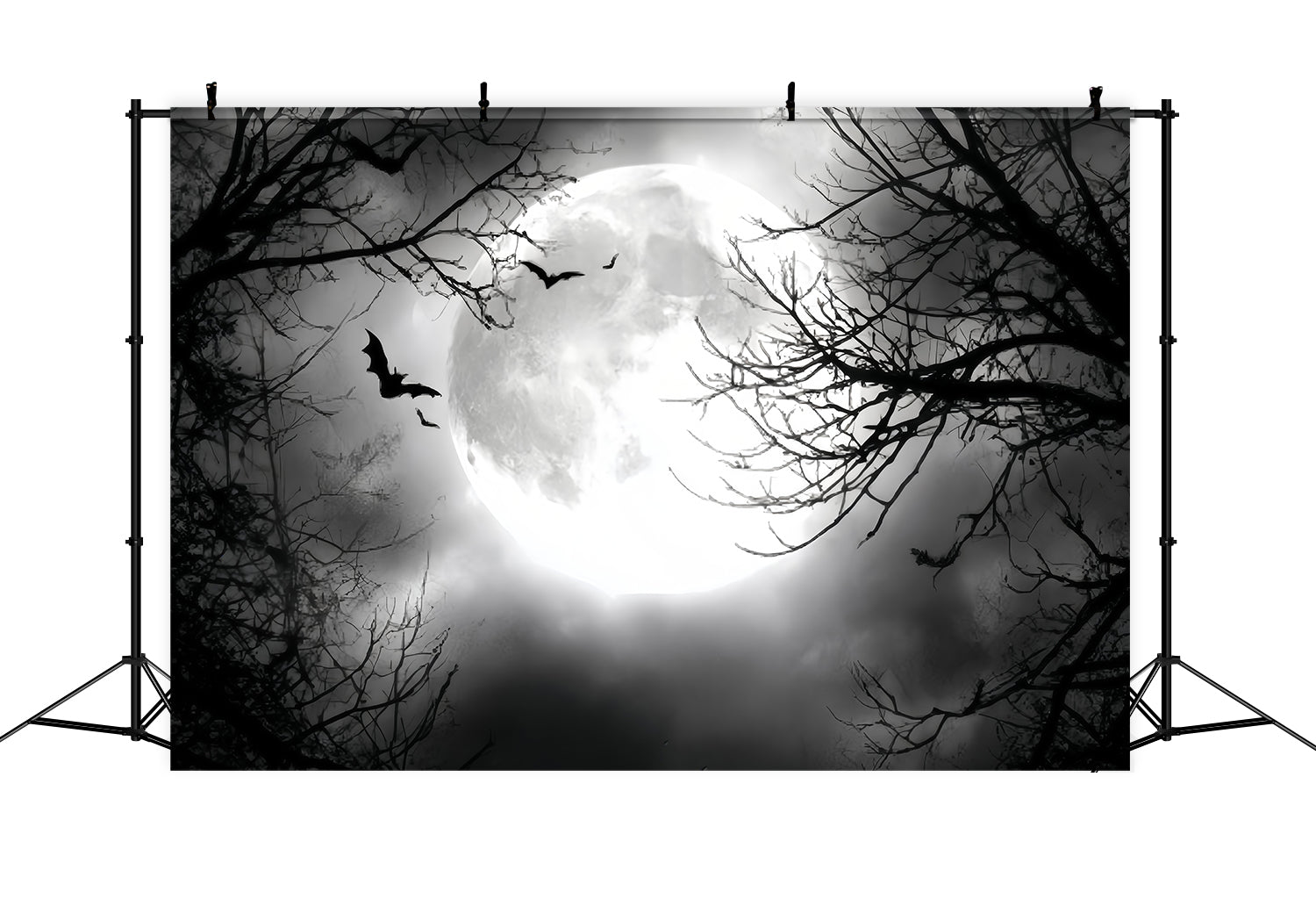 Halloween Moon Backdrop Full Moon Flying Bats Halloween Photography Backdrop TWW59-67