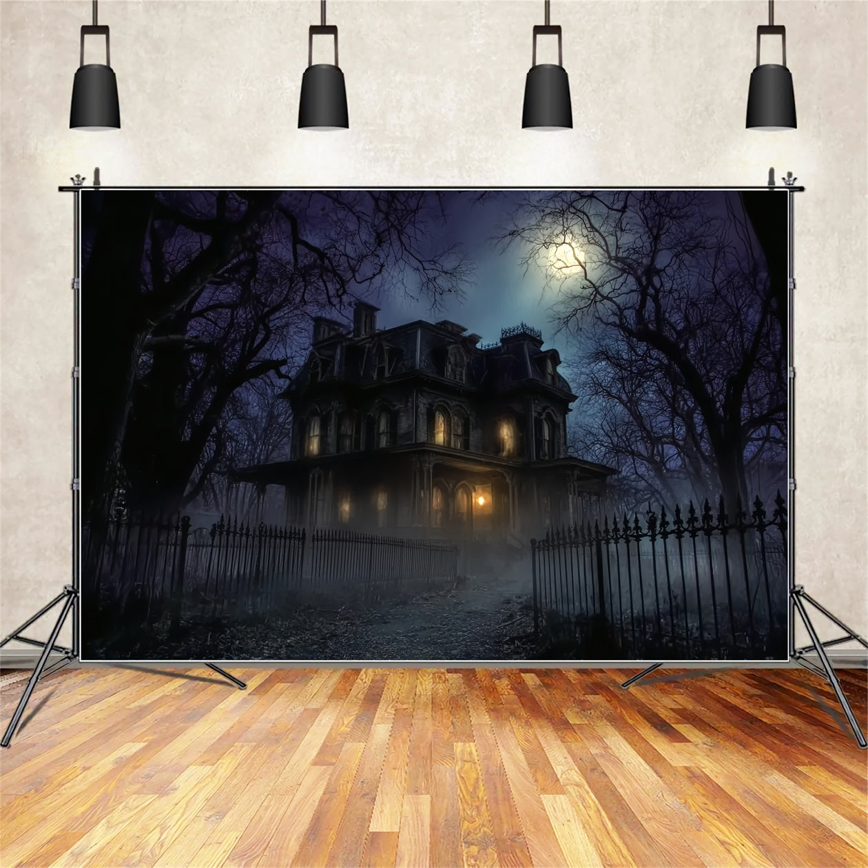 Halloween Haunted Mansion Backdrop Dark Scary House Night Halloween Backdrops TWW59-68