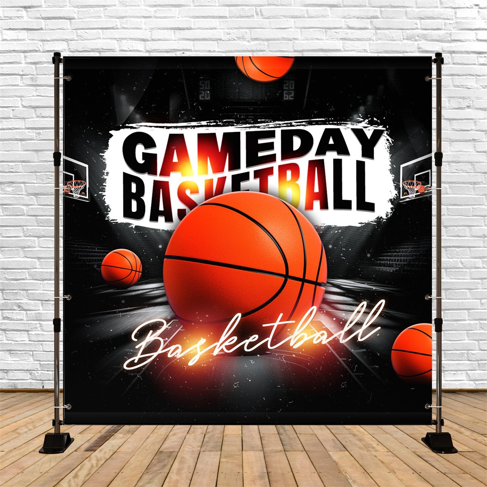 Basketball Backdrops Neon Hoop Night Sports Theme Backdrop TWW6-11