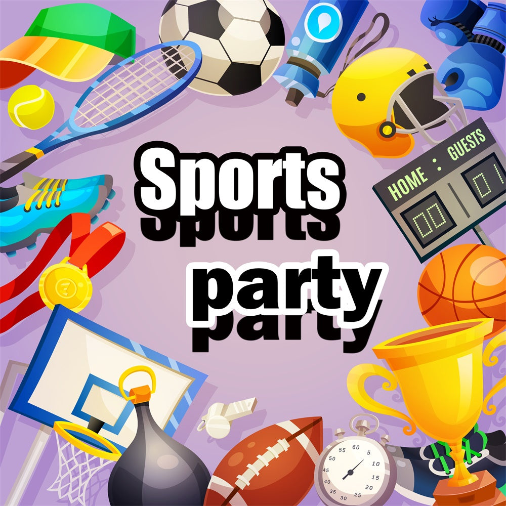 Sports Backdrops Colorful Sports Mix Cartoon Backdrop TWW6-20