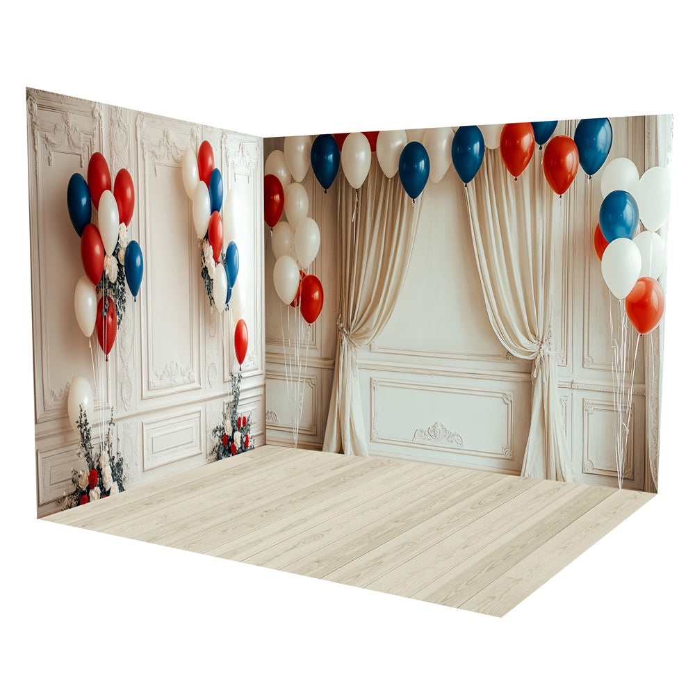 Independence Day Backdrop Elegant Patriotic Balloon Backdrop Room Set TWW6-35