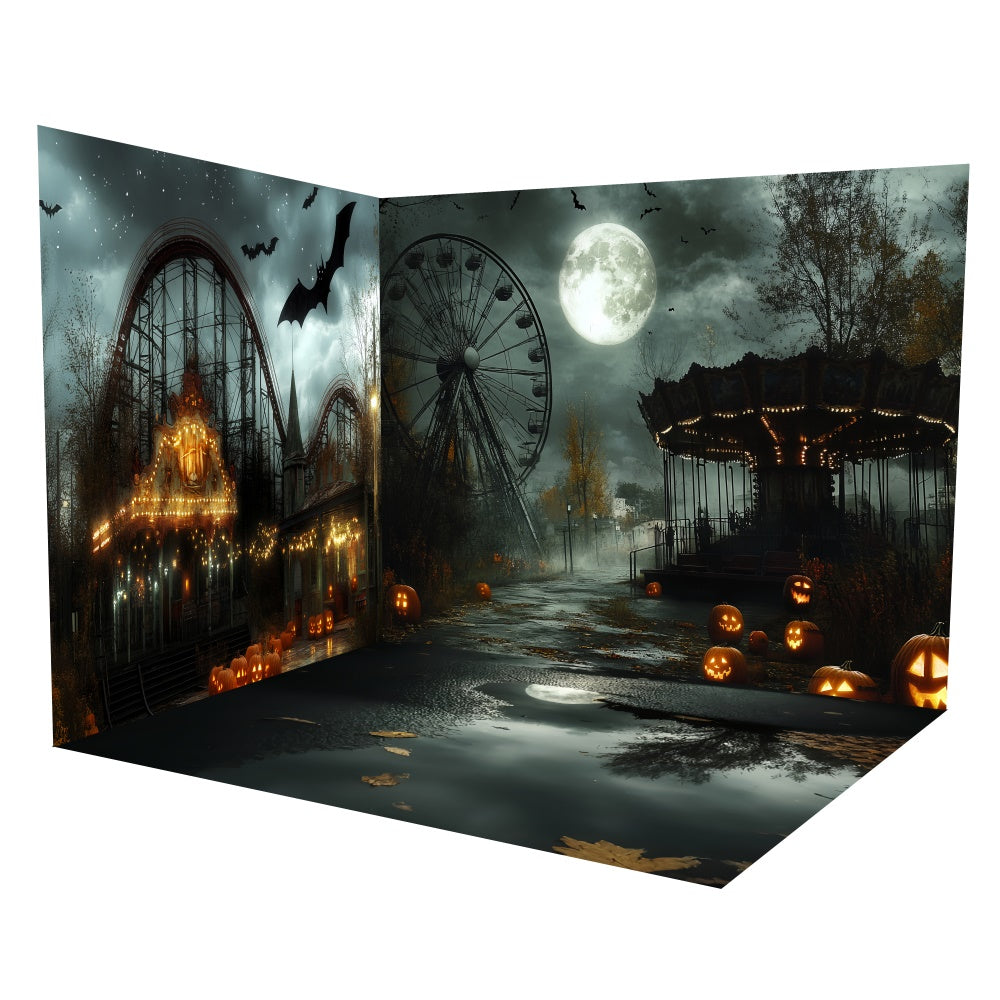 Halloween Backdrops Haunted Carnival Nightscape Backdrop Room Set TWW6-43
