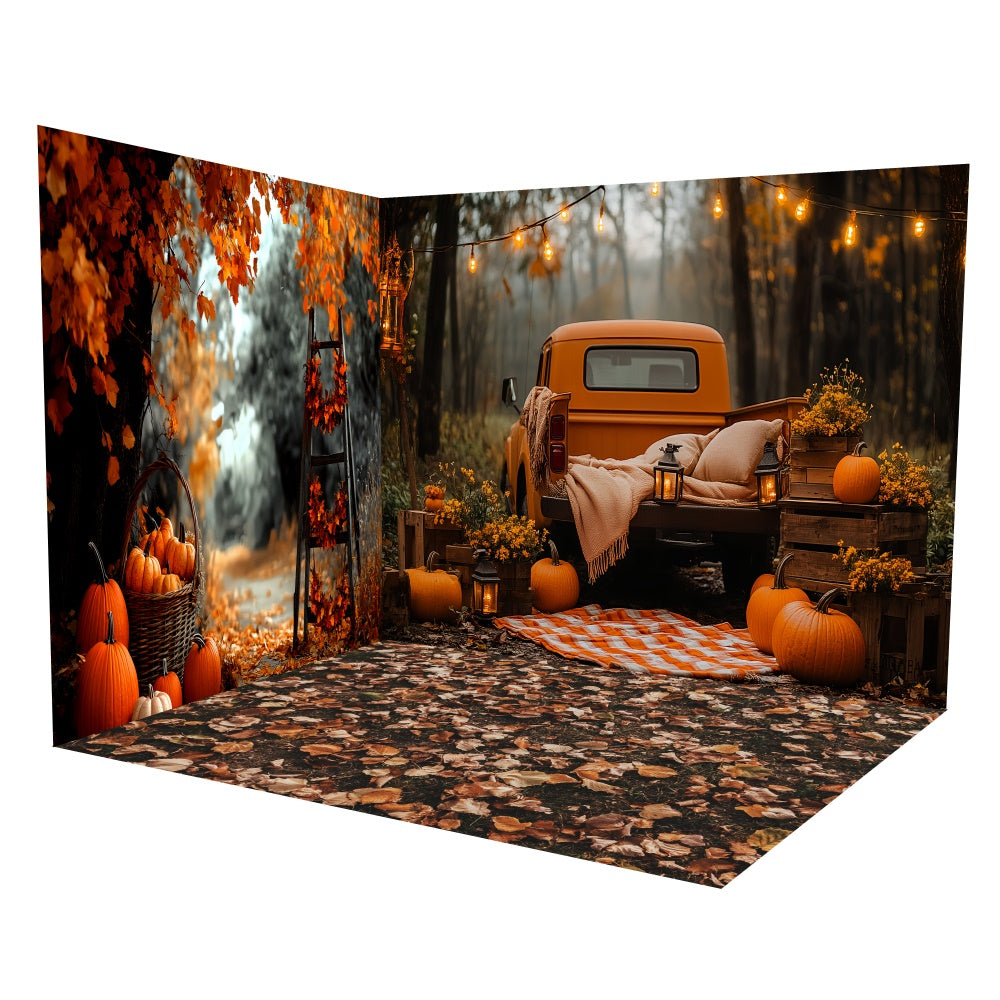 Autumn Backdrops Truck Pumpkin Forest Backdrop Room Set TWW6-81