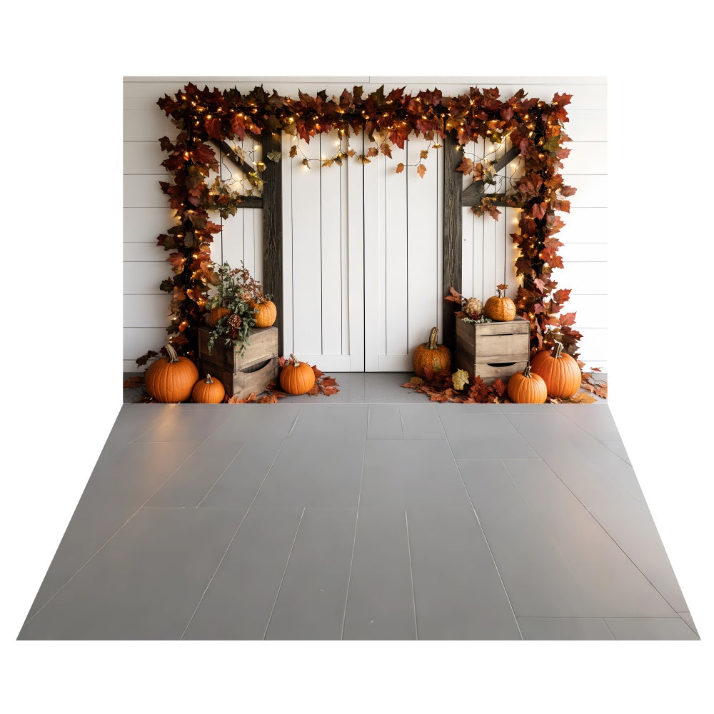 White Barn Garland Backdrop+Slate Grey Floor Backdrop TWW6-86