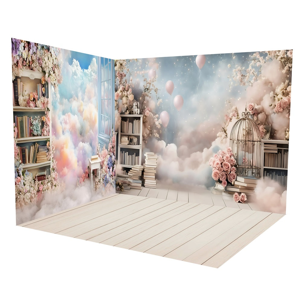 Back To School Backdrops Floral Reading Space Backdrop Room Set TWW6-95