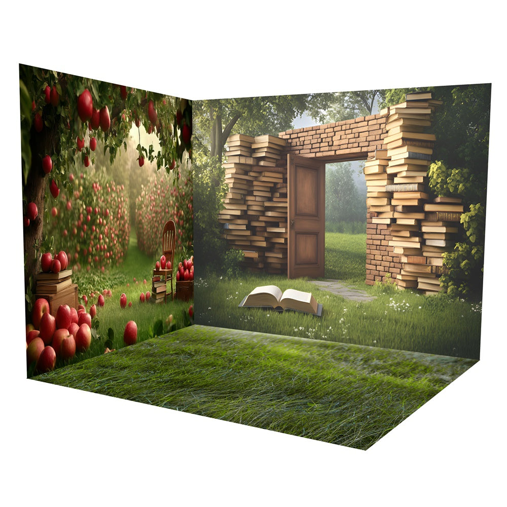 Back To School Backdrop Apple Orchard Reading Gate Room Set TWW6-97
