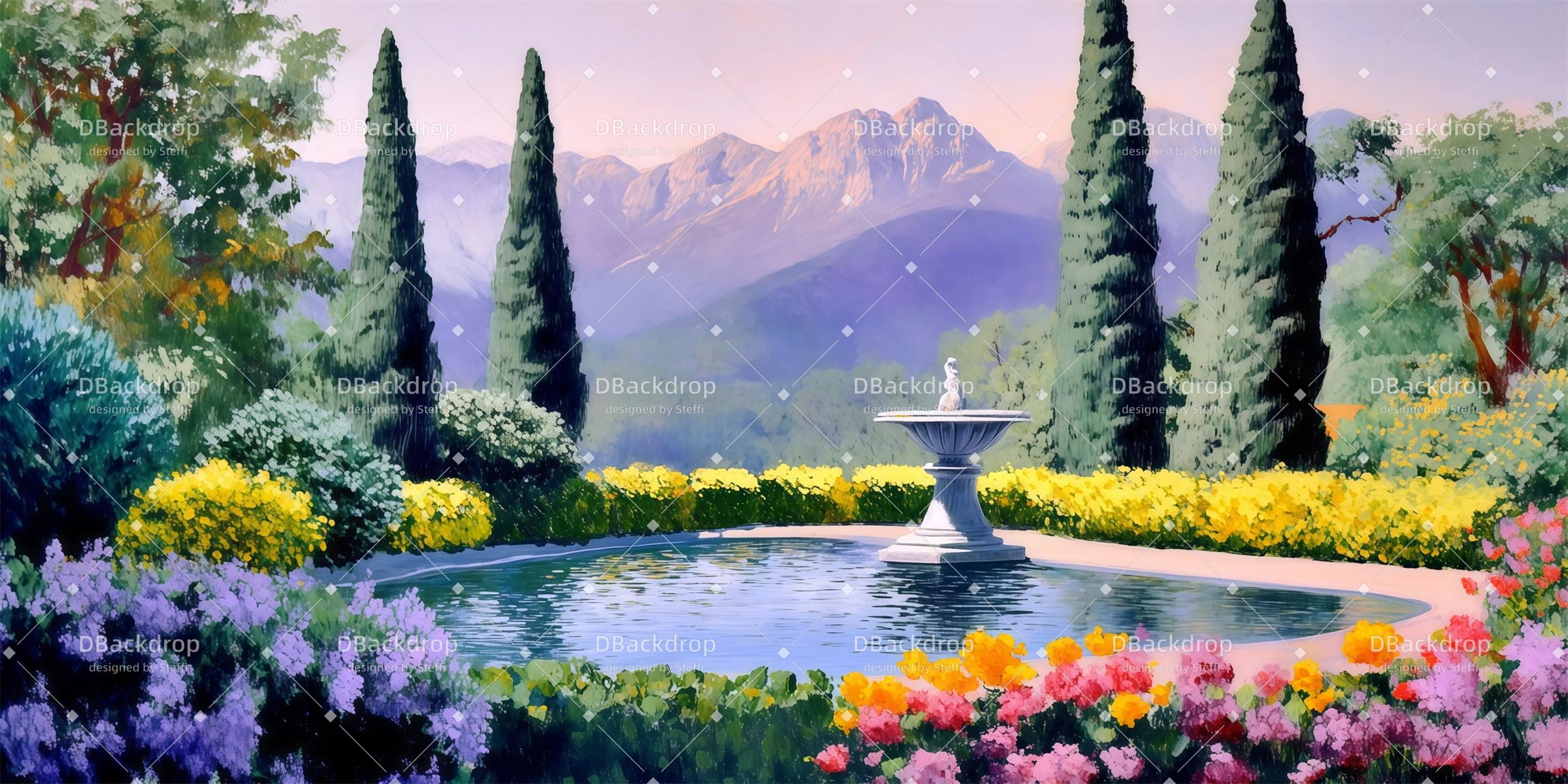 Dance Backdrops Villa Garden Scenery Backdrops for Theater CSH59-T76