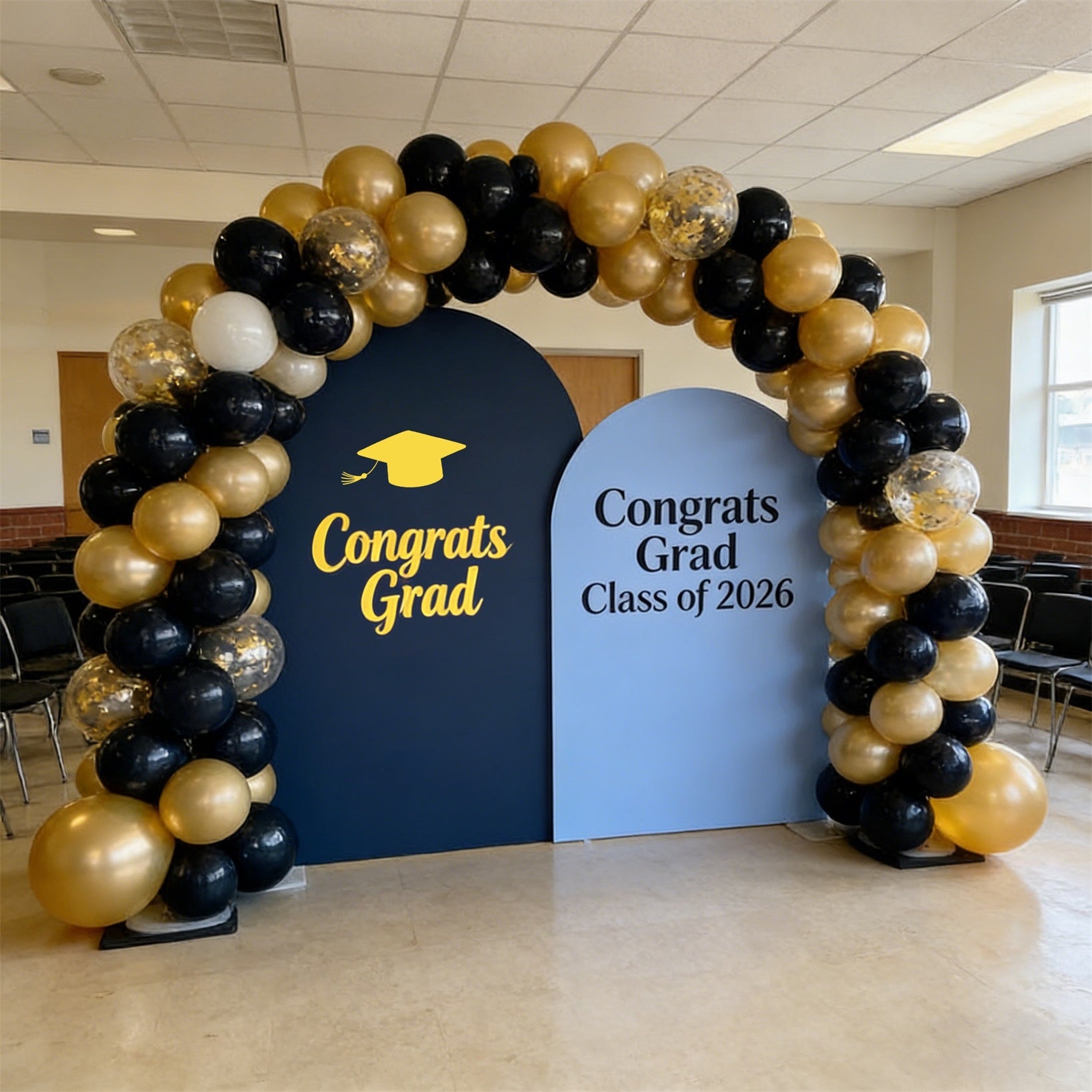 Premium Graduation Backdrop Navy Blue Dual Grad High Quality Graduation Backdrop ZTT64-1
