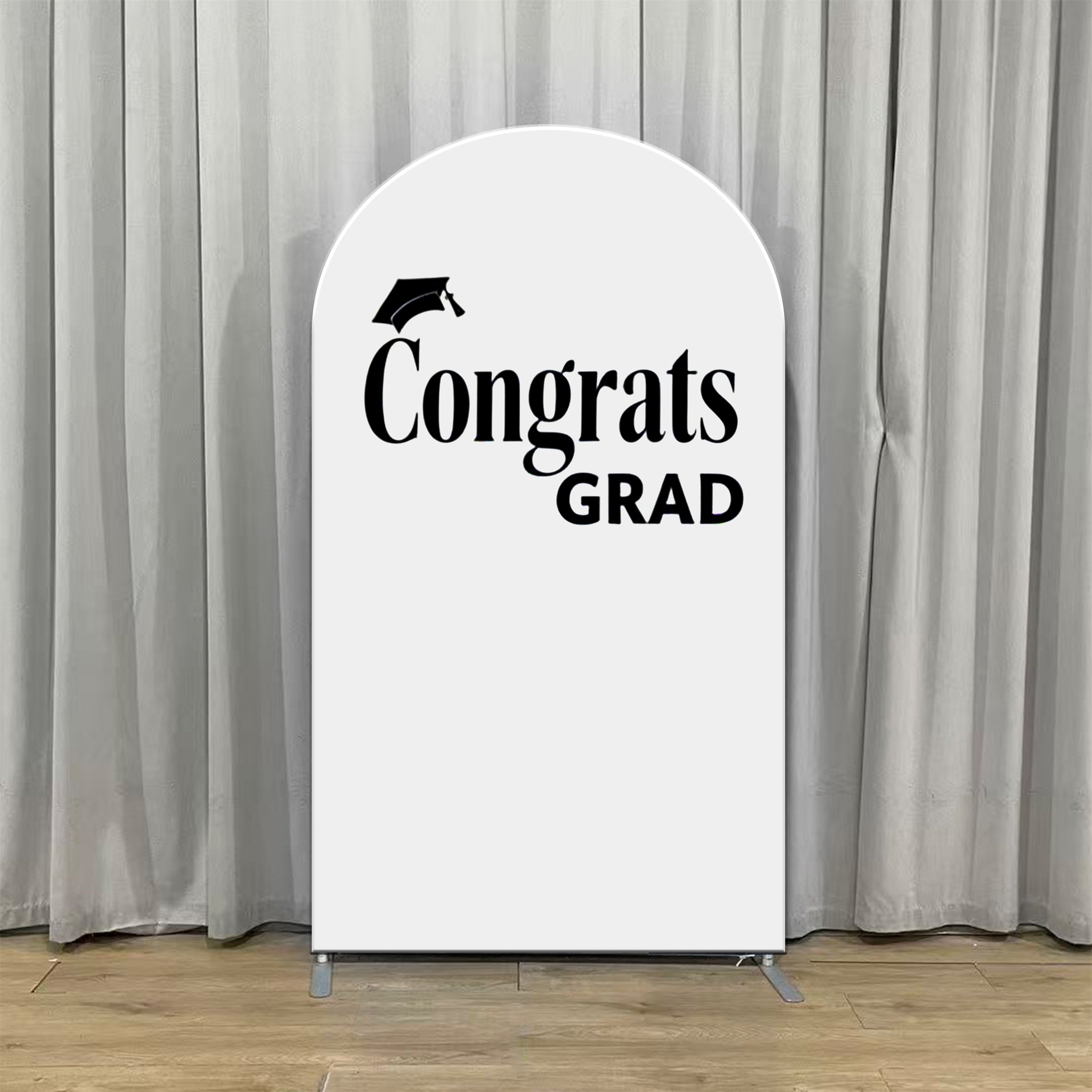 Graduation Balloon Arch Backdrop White Black Modern Grad Graduation Arch Backdrop With Balloons ZTT64-14