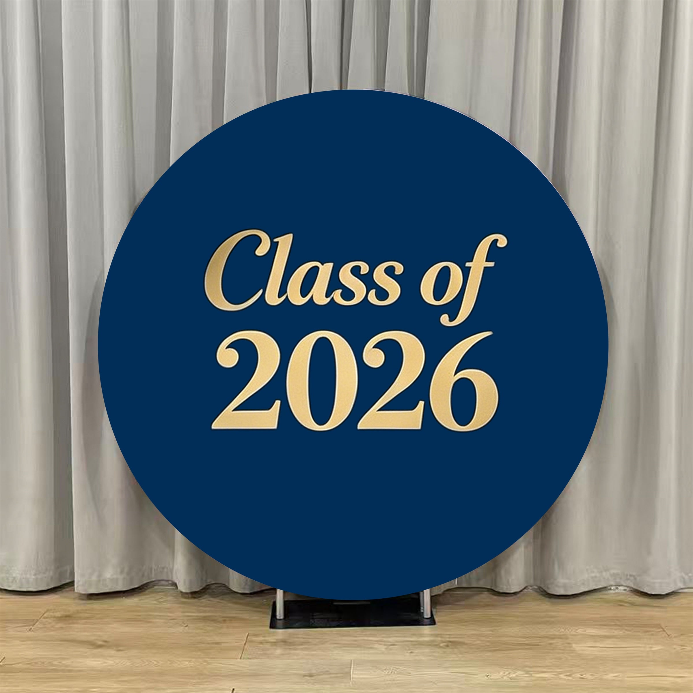 Custom Circle Graduation Backdrop Navy Gold Class of 2026 Graduation Circle Backdrop ZTT64-46