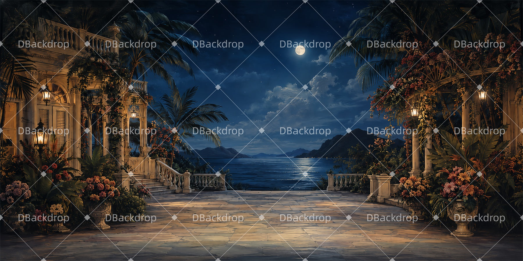 Stage Backdrops For Sale Coastal Night Theater Backdrop ZTT65-T74
