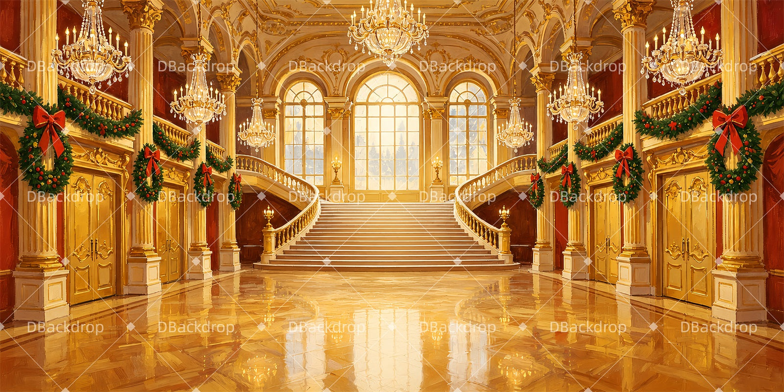 School Dance Backdrop Royal Ballroom Christmas Stage Backdrops ZTT66-T113