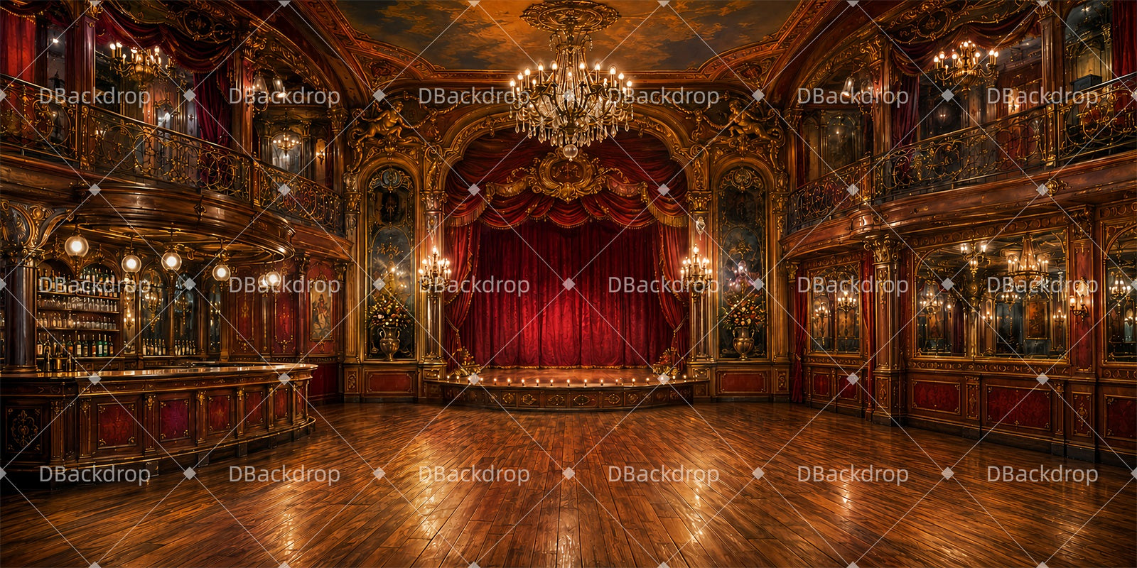 Broadway Stage Backdrops Vintage Theater Performance Backdrop ZTT66-T139