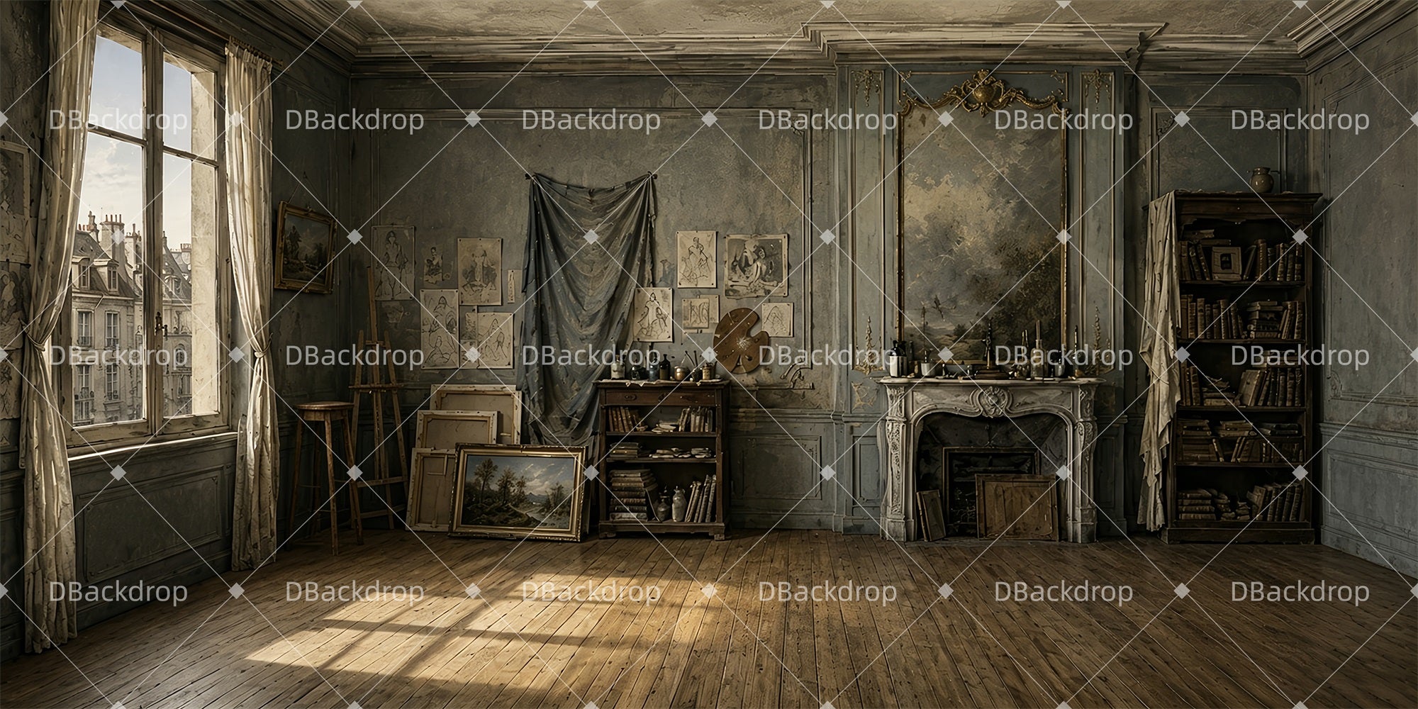 Stage Backdrops Vintage French Atelier Theater Backdrops ZTT66-T80