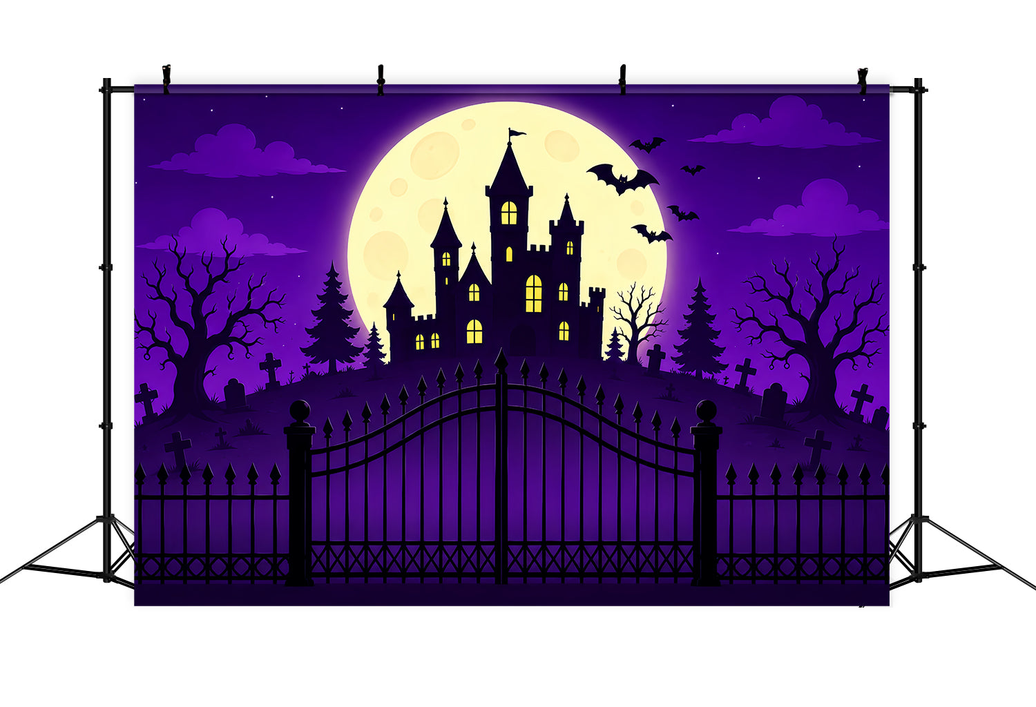 Halloween Backdrop Ideas DIY Purple Moon Castle Gateway Purple Halloween Backdrop ZTT67-14