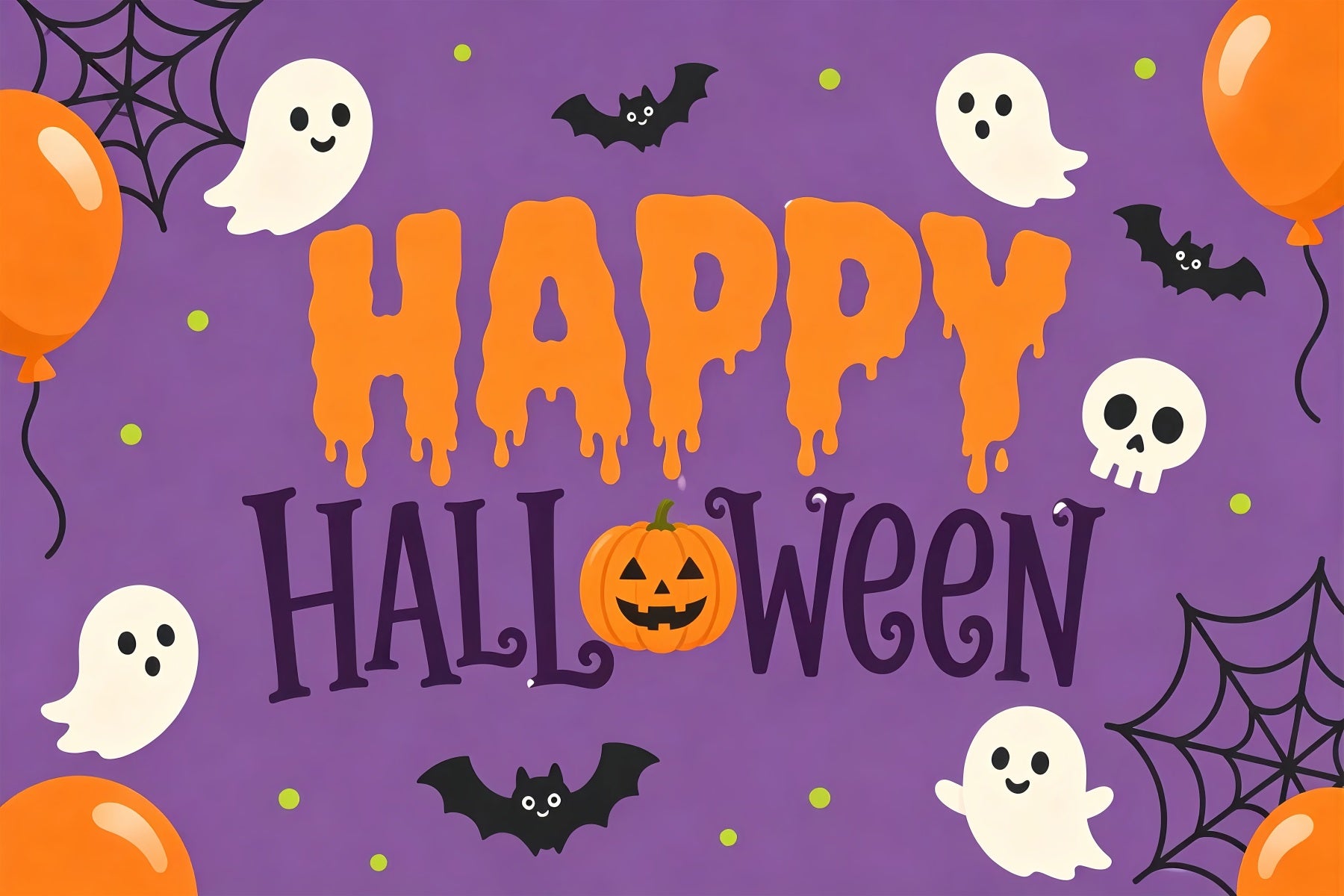 Simple Halloween Backdrop Cute Ghost Balloon Party Extra Large Halloween Backdrop ZTT67-18