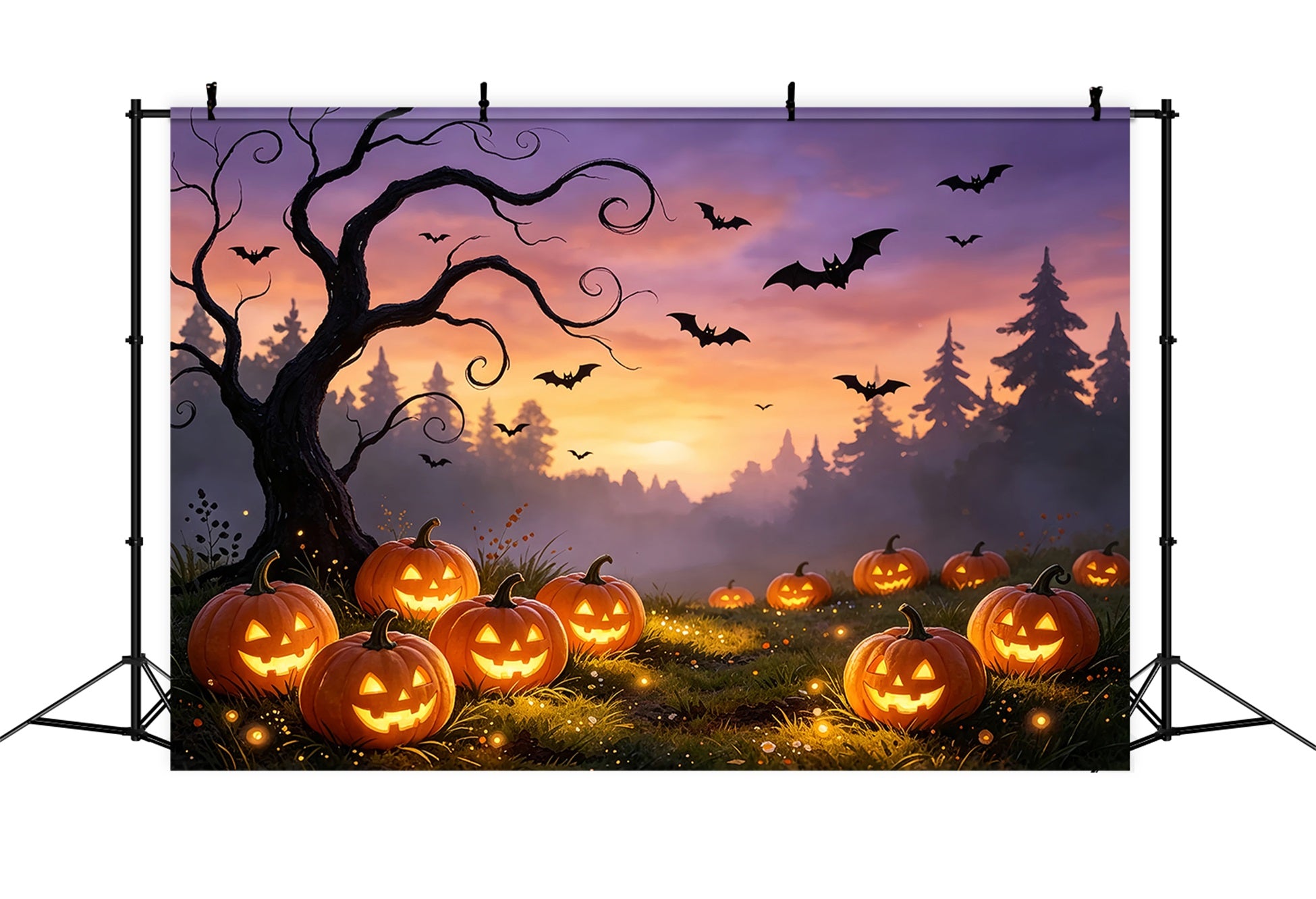 Spider Wall Backdrop Sunset Pumpkin Bat Meadow Great Pumpkin Backdrop ZTT67-57