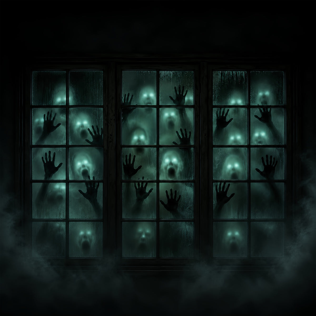 Scary Halloween Garage Door Cover Ghost Window Shadows Halloween Garage Door Cover ZTT68-1-1 car