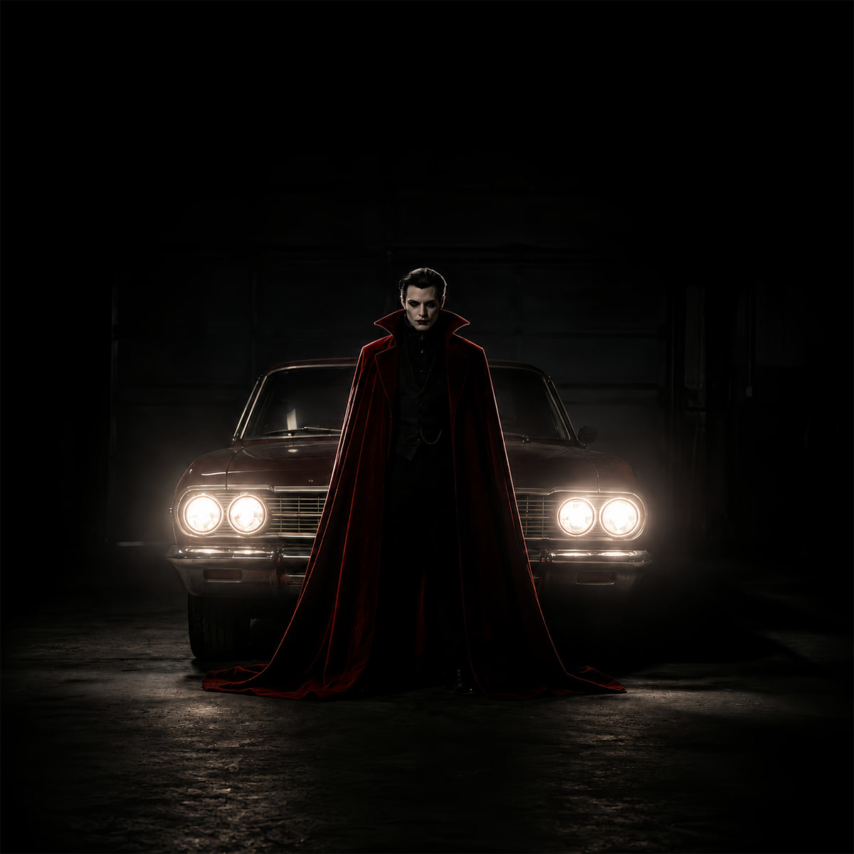 Vintage Halloween Garage Door Cover Vampire Car Headlights Halloween Garage Door Backdrop ZTT68-6-1 car