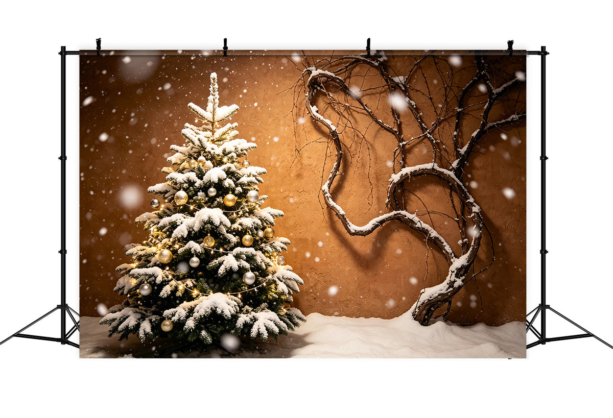 Christmas Tree Backdrop Snowy Tree Vine Wall Wall Backdrop Christmas ZTT69-44