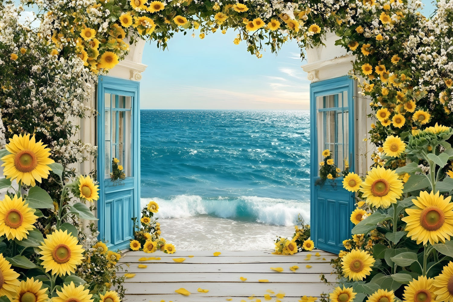 Sunflower Backdrop Beach Arch Summer Backdrop ZXY3-16