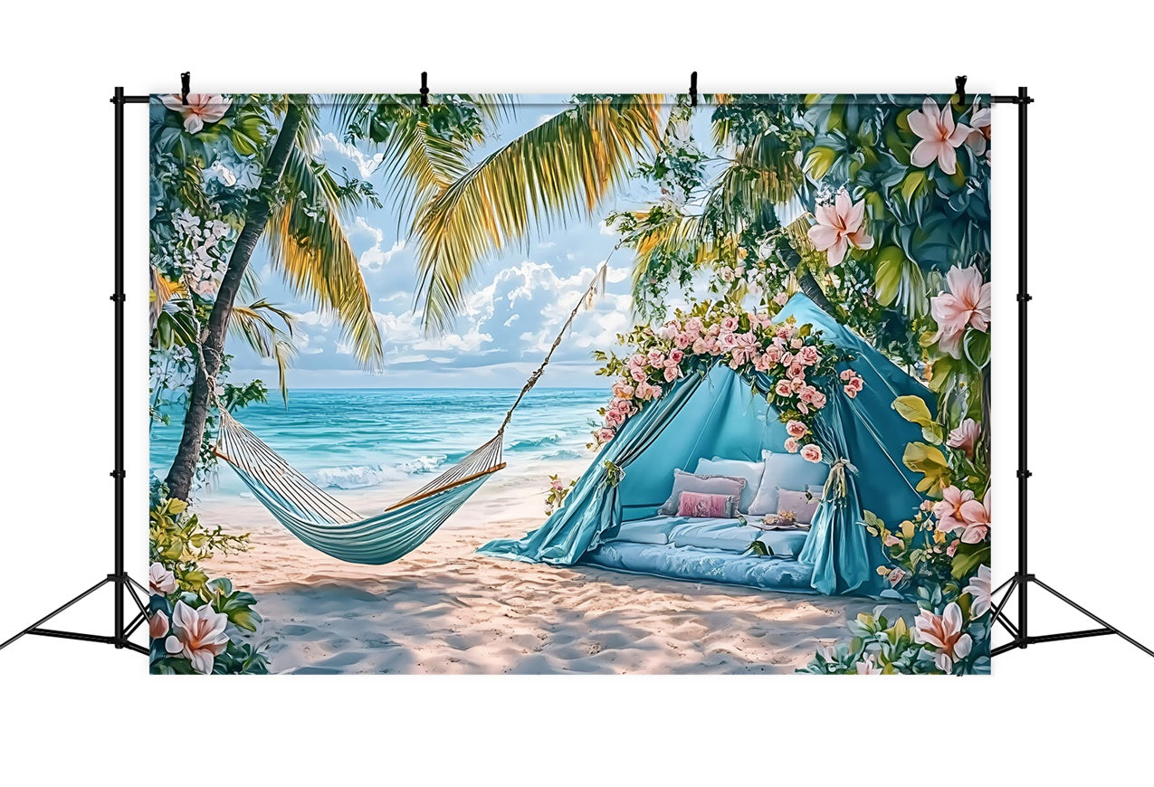 Summer Photo Backdrop Tent Palm Hammock Beach Backdrop ZXY3-19