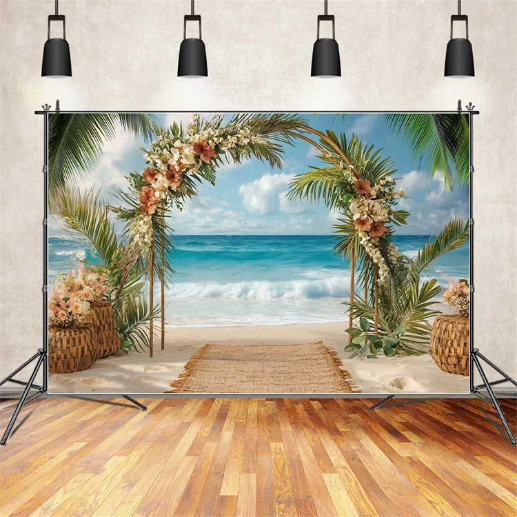 Beach Wedding Backdrop Floral Arch Summer Backdrop ZXY3-25