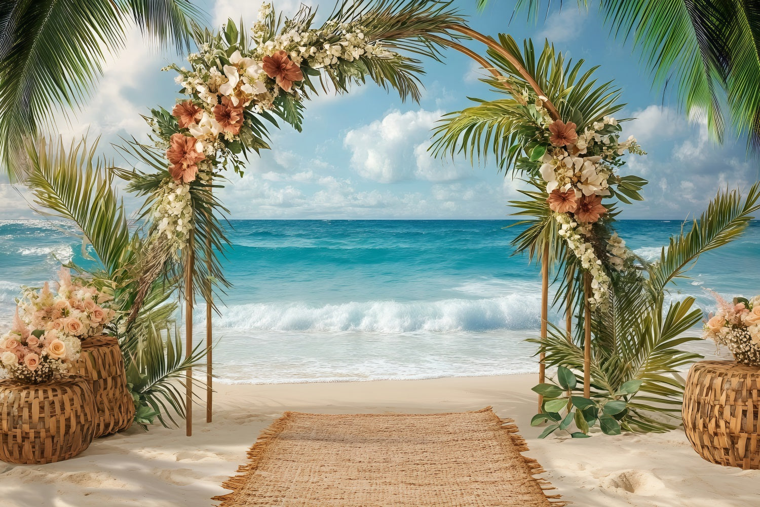 Beach Wedding Backdrop Floral Arch Summer Backdrop ZXY3-25