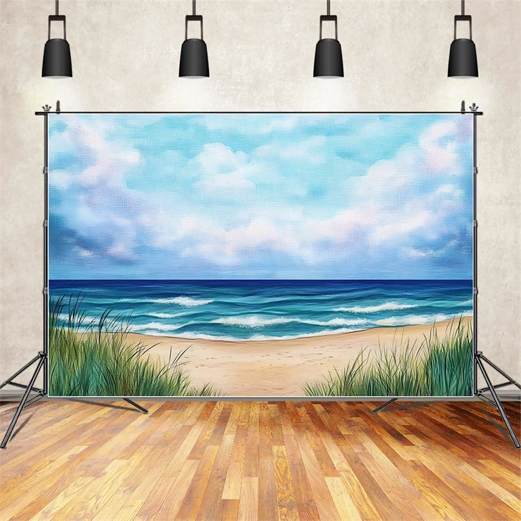 Beach Scene Backdrop Painted Ocean Horizon Summer Backdrop ZXY3-27