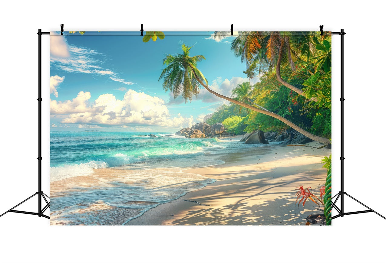 Beach Photo Backdrop Palm Sandy Shore Summer Backdrop ZXY3-29