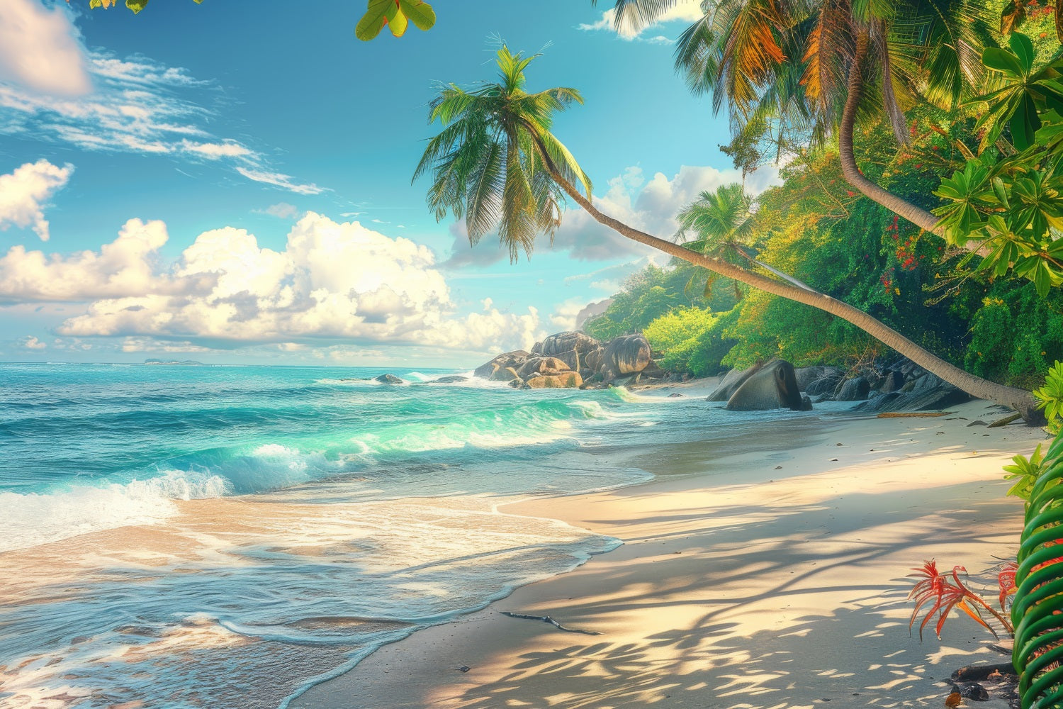 Beach Photo Backdrop Palm Sandy Shore Summer Backdrop ZXY3-29