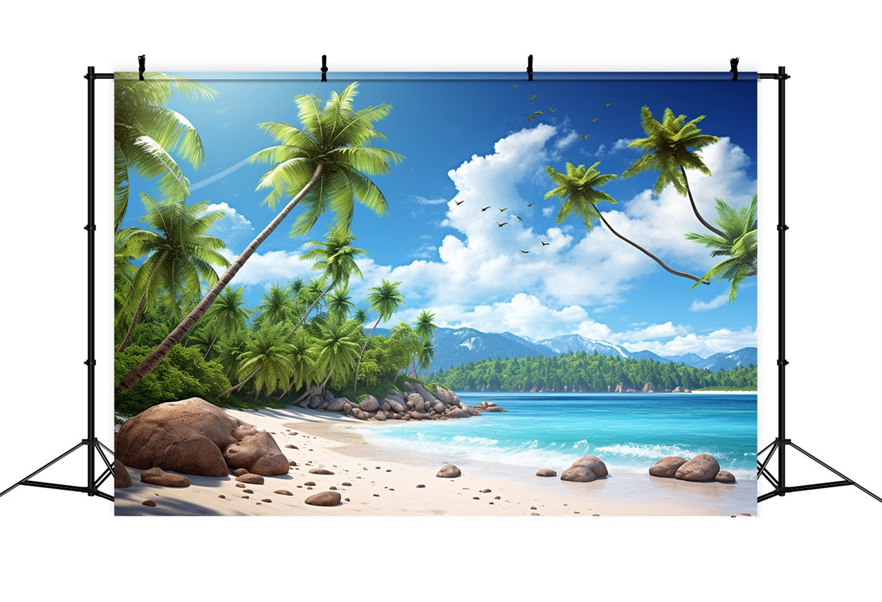 Beach Backdrops Blue Sky Palm Island Summer Backdrop ZXY3-30