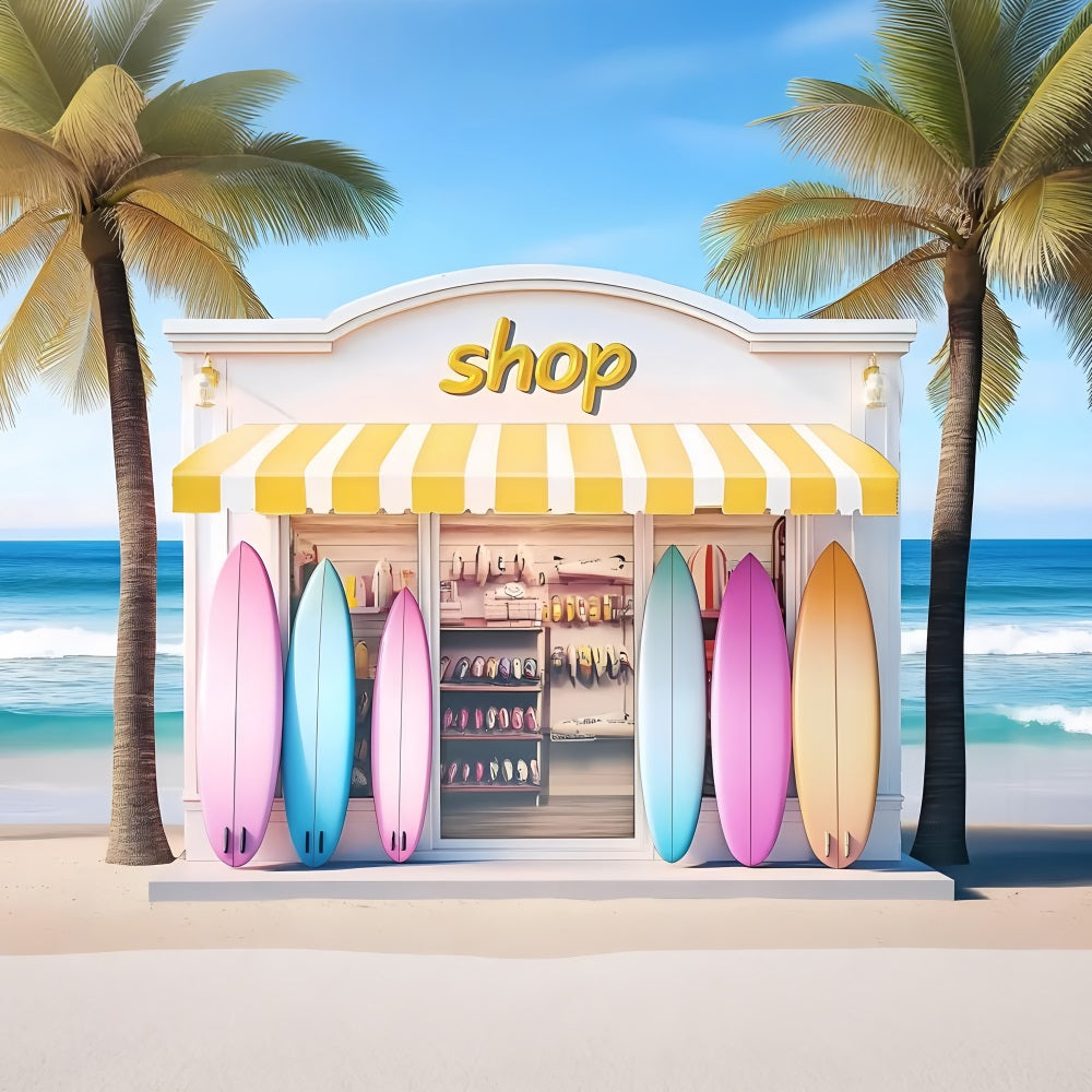 Beach Backdrop Yellow Stripe Surfboard Summer Backdrop ZXY3-8
