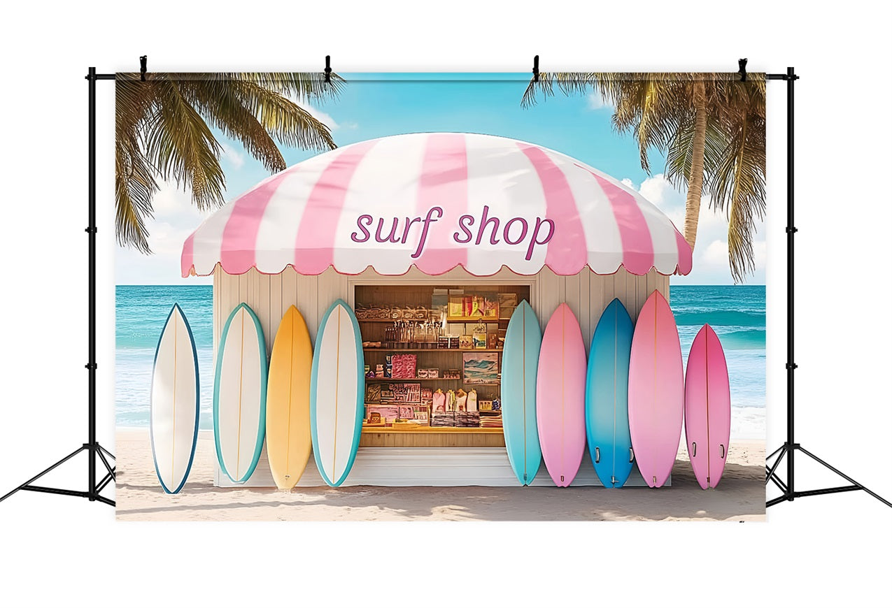 Summer Backdrop Colorful Surfboards Shack Beach Backdrop ZXY3-9