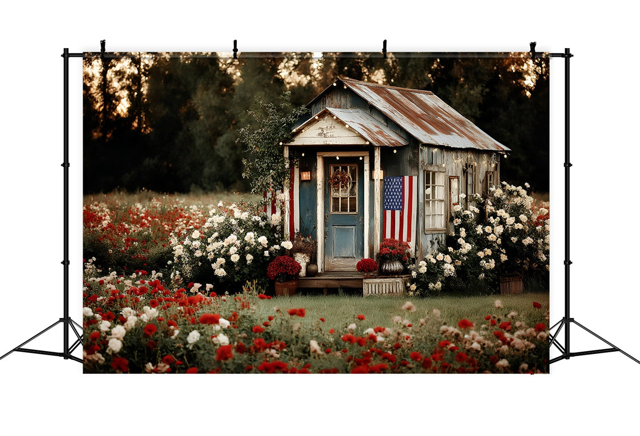 Independence Day Backdrops House Garden Patriotic Backdrop ZXY5-3