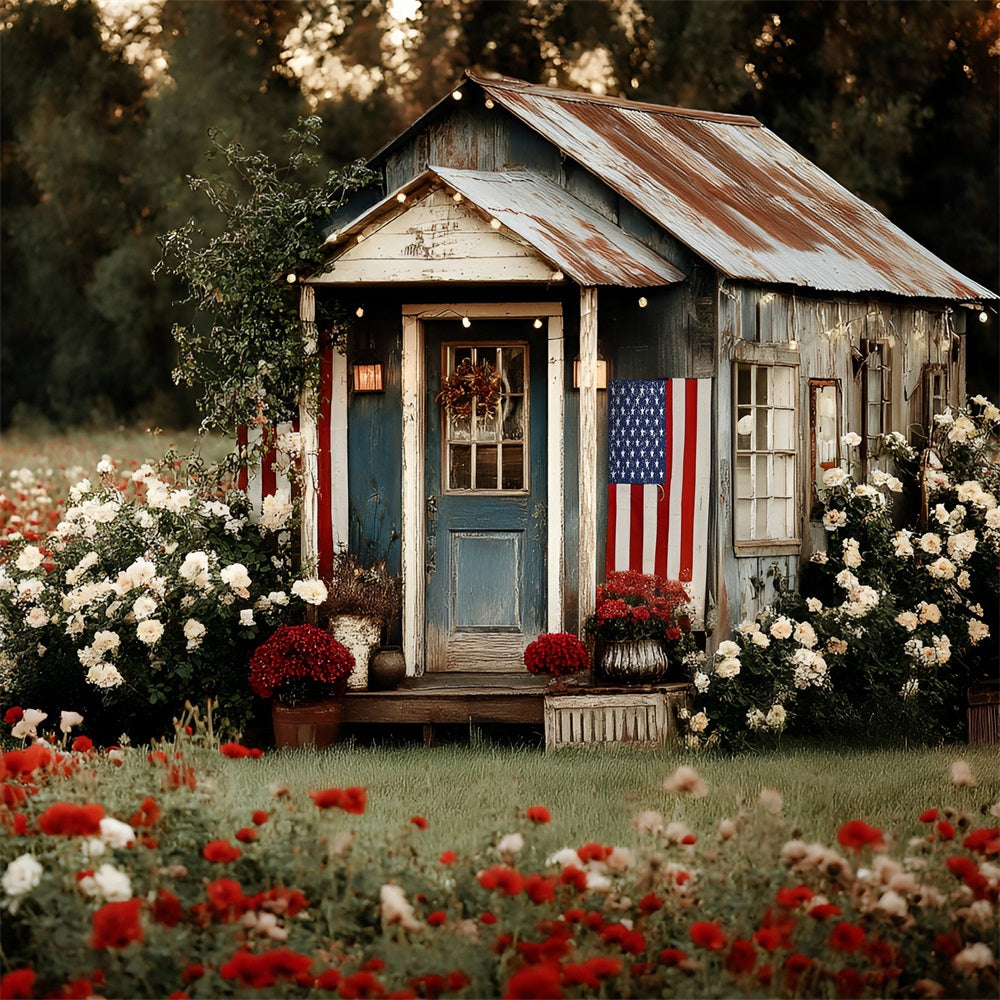 Independence Day Backdrops House Garden Patriotic Backdrop ZXY5-3